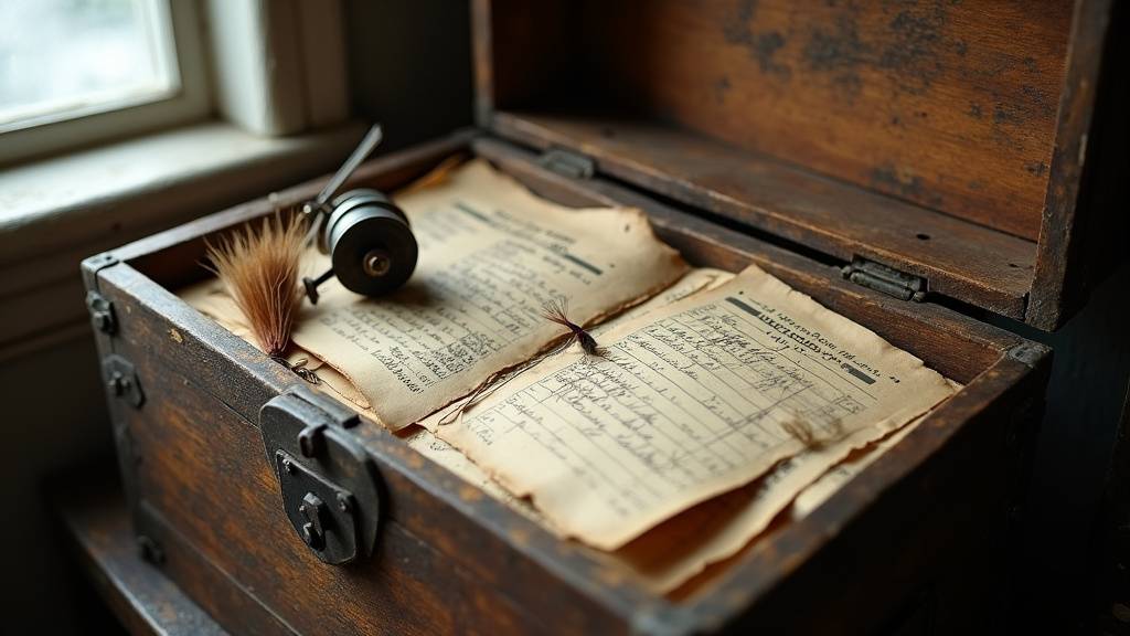 Vieilles photographies de pêcheurs et documents d'archives de clubs de pêche