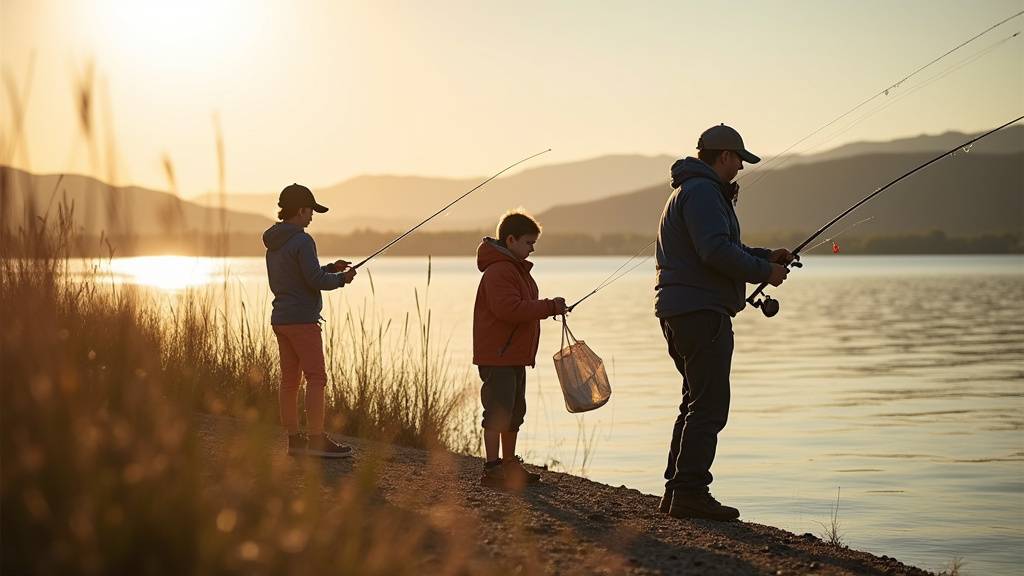 Jeune pêcheur débutant avec un moniteur lors d'une initiation à la pêche à Istres
