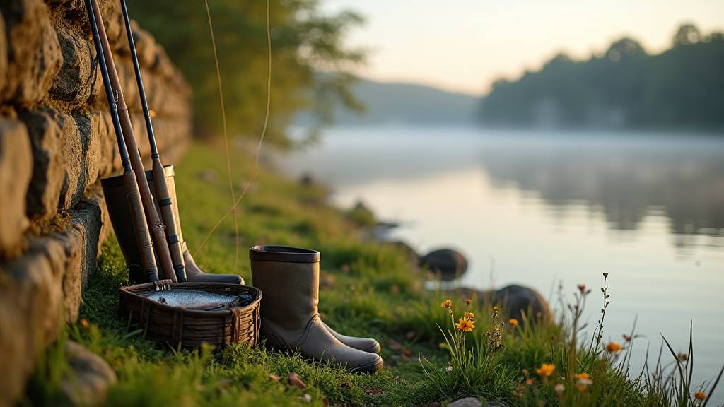 Vue du fleuve Loire avec un pêcheur en position sur une levée