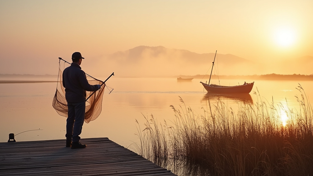 Pêcheur à pied sur les bancs de sable du Bassin d'Arcachon à marée basse