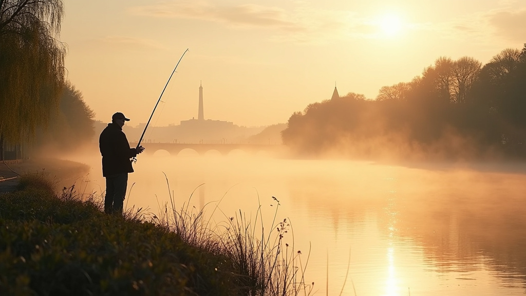 Pêcheur lançant un leurre souple dans la Seine, technique de pêche au sandre