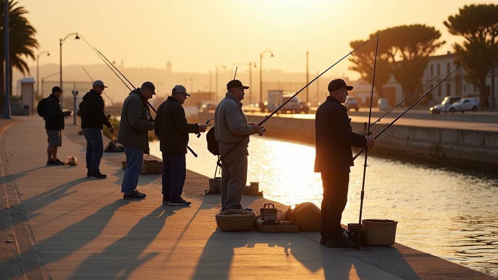 Pêcheurs sur le quai du Tonkin, ambiance conviviale au bord de l'eau.