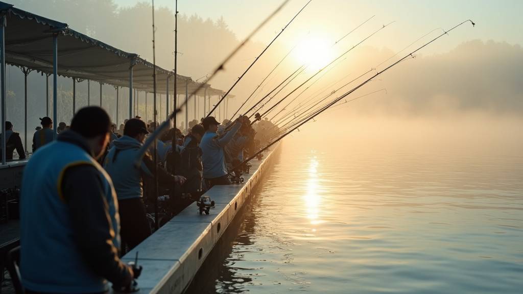 Pêcheurs en compétition sur un bateau, ambiance tendue et concentrée
