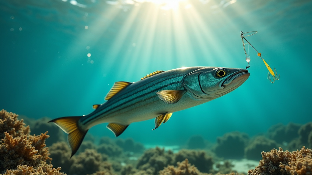 Pêcheur en mer lançant un casting jig vers les rochers, bateau de pêche au large